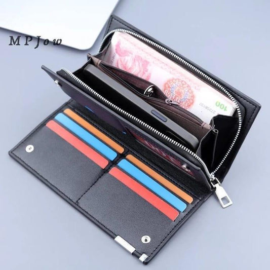 BALEBAILY Long Zipper & Snap Closure Leather Clutch Wallet